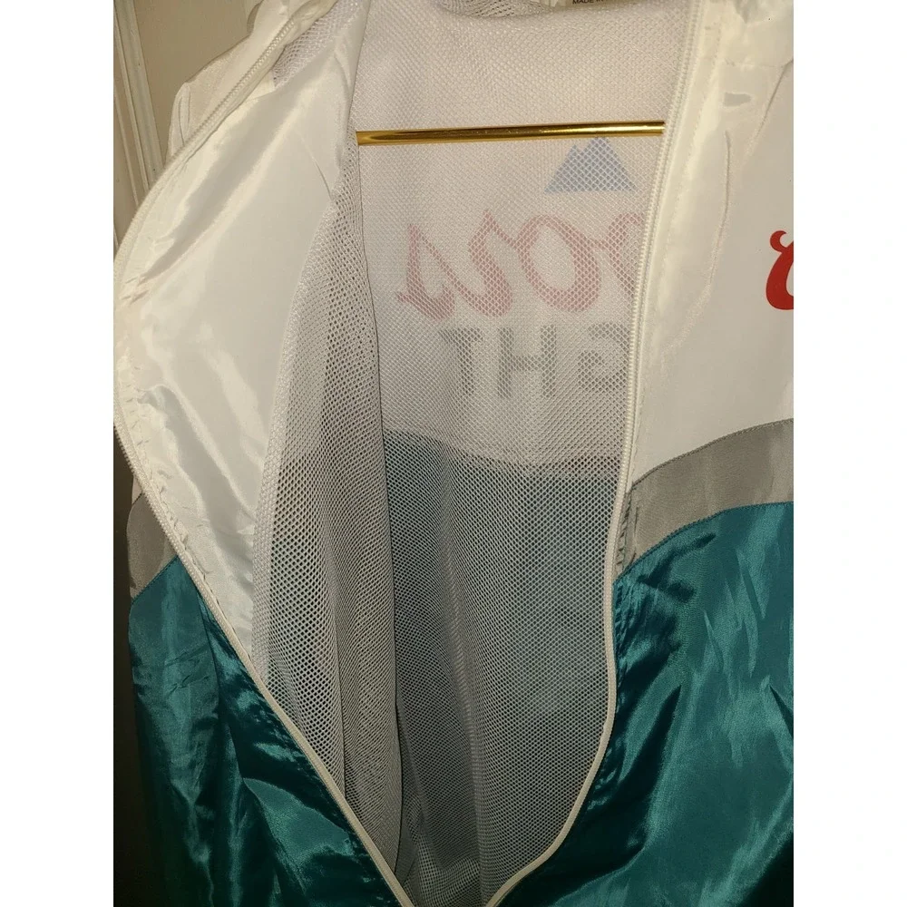 VTG Coors Light‎ Wind Breaker Hoodie Jacket Turquoise Made to Chill Sz Sm Vents